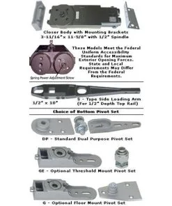 International Door Closers D510-S-FSP ANSI Grade 1 Adjustable 5lb.+ ADA OH Closer Kit - Side Arm - 105 HO