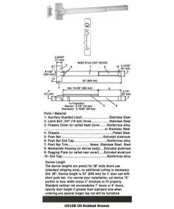 International Door Closers 86P-5A/87P-5A-US10B Grade 1 Push Bar Rim Panic W/Lock Thumbpiece Pull Plate Trim US10B 36" Dark Oxidized Satin Bronze