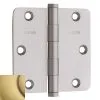 Baldwin 1435060I 3-1/2" X 3-1/2" - 1/4" Radius Mortise Hinge Satin Brass With Brown Finish