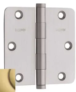 Baldwin 1435060I 3-1/2" X 3-1/2" - 1/4" Radius Mortise Hinge Satin Brass With Brown Finish