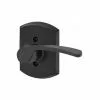 Schlage Residential F170 MER 622 GRW RH Right Hand Merano Lever With Greenwich Rose Half Dummy Matte Black Finish