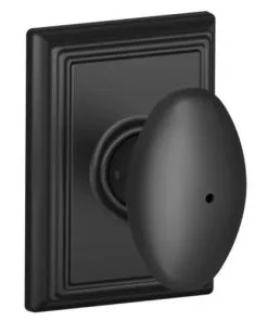 Schlage Residential F40 SIE 622 ADD Siena Knob With Addison Rose Privacy Lock With 16080 Latch And 10027 Strike Matte Black Finish