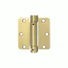 CR Laurence CRL S3544 3-1/2" X 3-1/2" Dull Brass Heavy-Duty Spring Hinge - 1/4" Radius