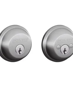 Schlage Residential B62 626 12-287 KD One-Sided Deadbolt Deadlock, Triple Option Latch, Round Corner Strike With Reinforcer, Keyed Different, Satin Chrome Satin Chrome